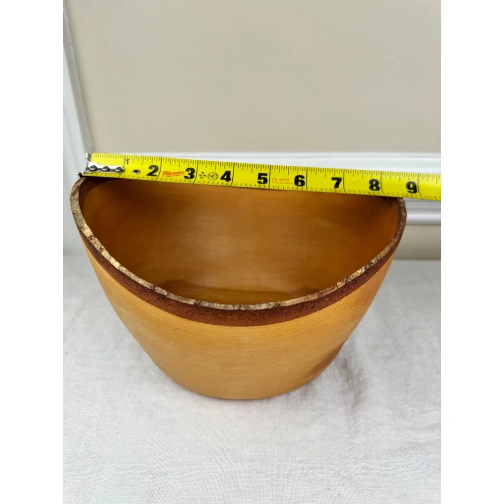 Thomas Jacobson Handcrafted Yellow Birch Wood Live Edge Bowl Signed Artisan Art